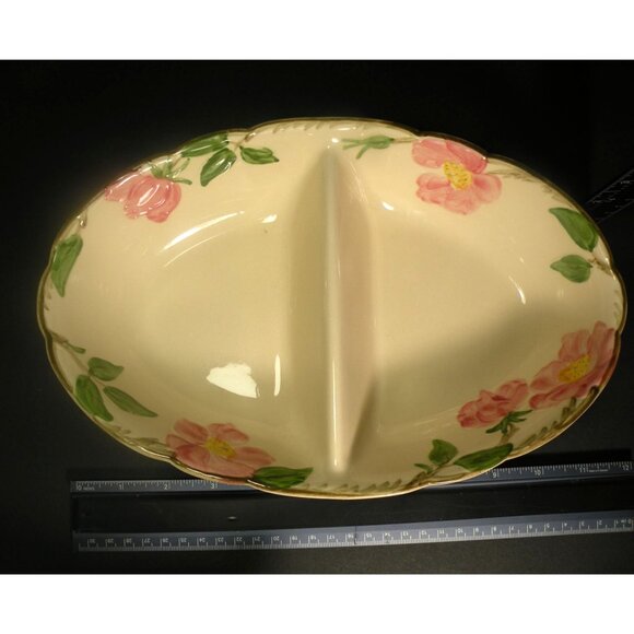 Vintage Franciscan Desert Rose Divided Ceramic Floral Serving Dish With Pink Flo - Picture 4 of 16